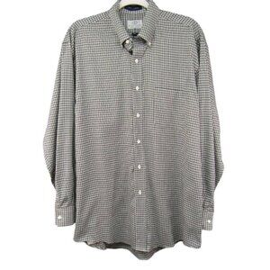 H Stockton Atlanta Black White Plaid Shirt Mens Size M Long Sleeve Cotton